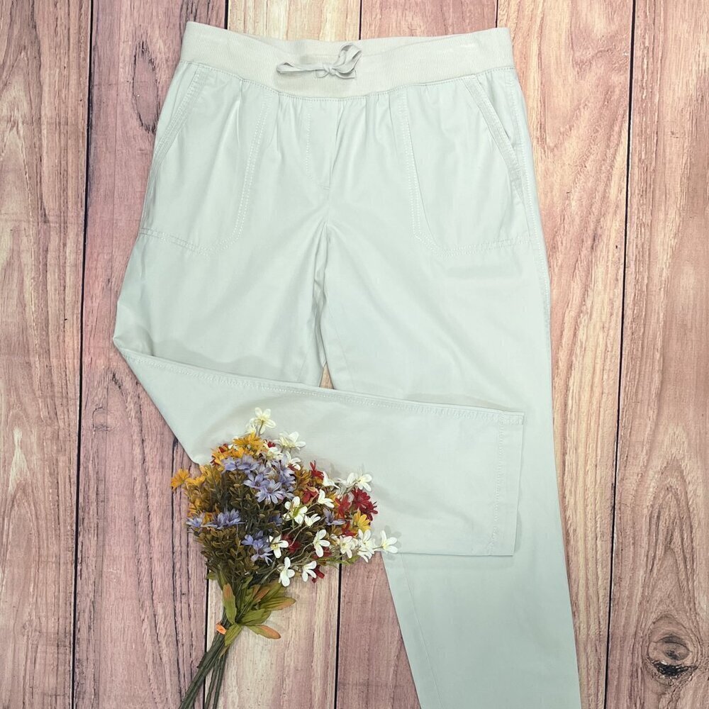 Talbots Beige Straight Leg Elastic Waist Ankle Pants BD1024, Size: 6P